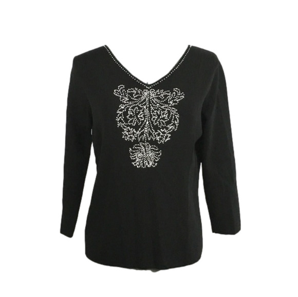 due’ per Due’ Classy Black Needlepoint Design Top Size M - Picture 1 of 5